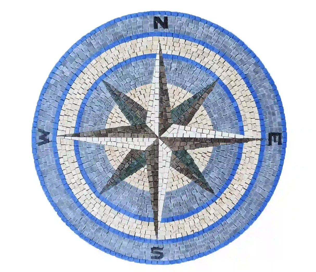 Blue Nautical Compass Mosaic Art