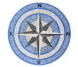 Blue Nautical Compass Mosaic Art