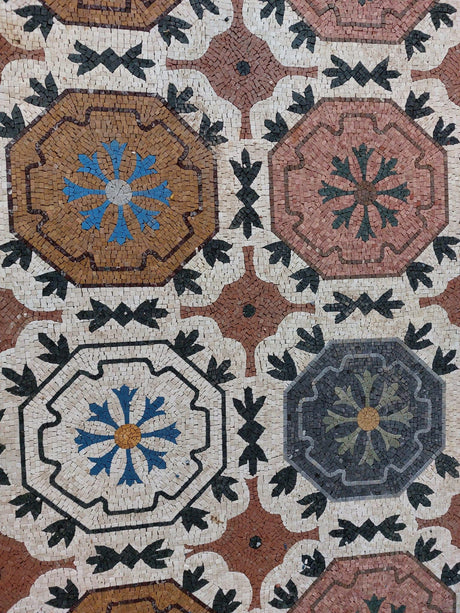 Close-up of a patterned tile with geometric design