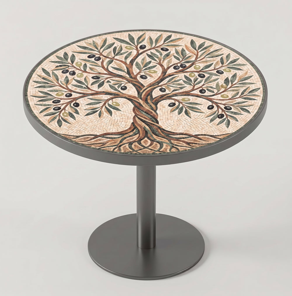 Olive tree marble mosaic table top design