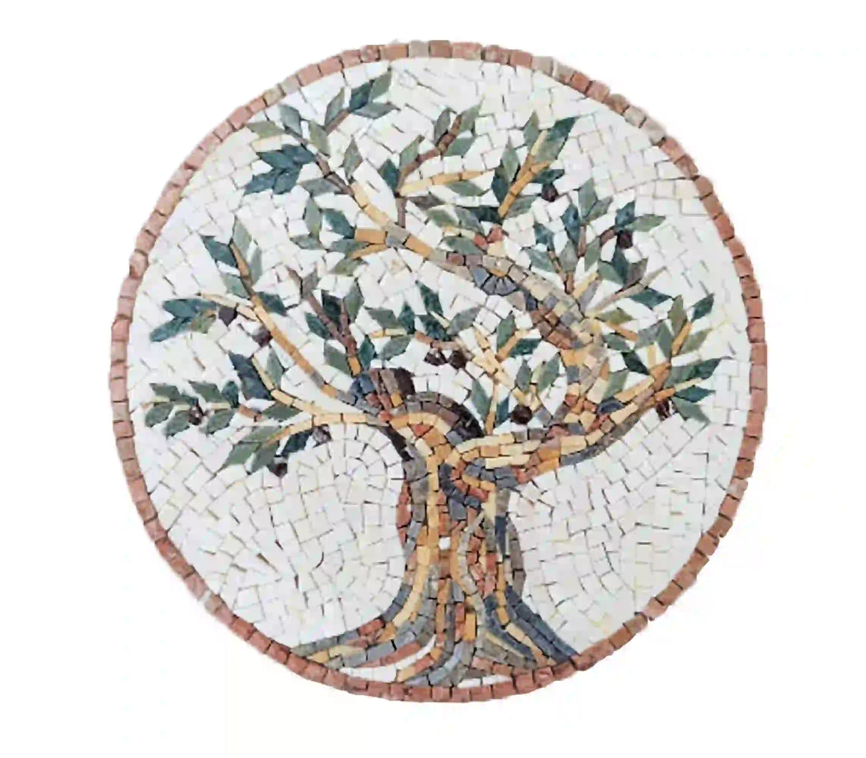 Personalizable Olive Tree Mosaic Medallion