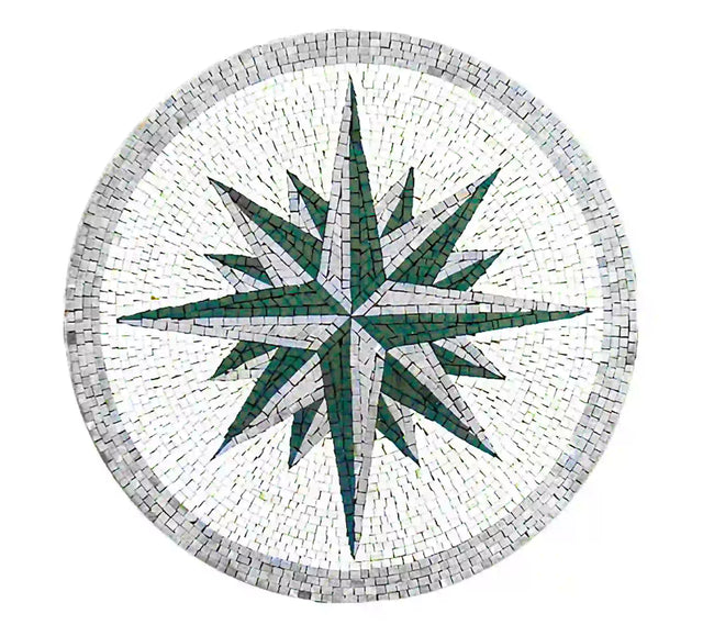Mosaic Medallion with Green Compass