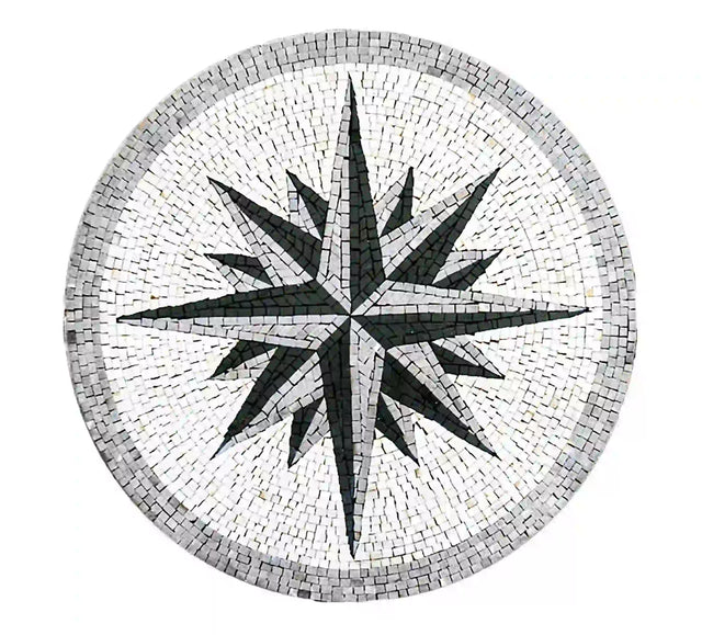 Monochrome Marble mosaic medallion