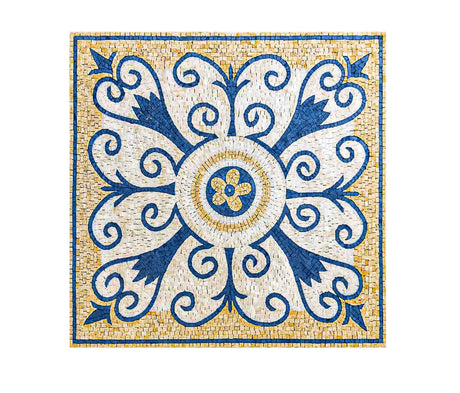 Square Navy Blue Scroll Design
