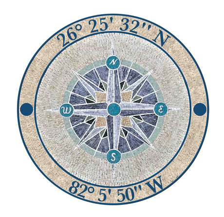 mosaic medallion with coordinates blue and customized